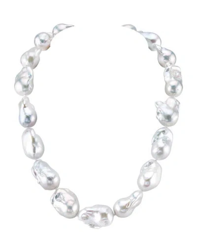 The Pearl Source 13-16mm White Baroque Freshwater Pearl Necklace
