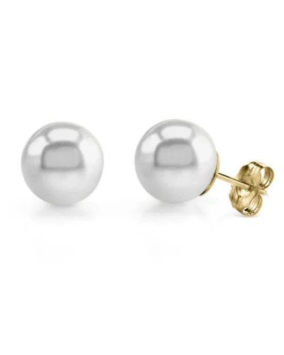 The Pearl Source 13mm South Sea Round Pearl Stud Earrings In Gold
