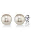 The Pearl Source 13mm White Freshwater Round Pearl Stud Earrings In White Gold