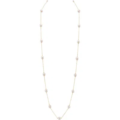 The Pearl Source 14k Gold 8.0-8.5mm Opera Japanese Akoya Pearl Tincup Necklace In Multi