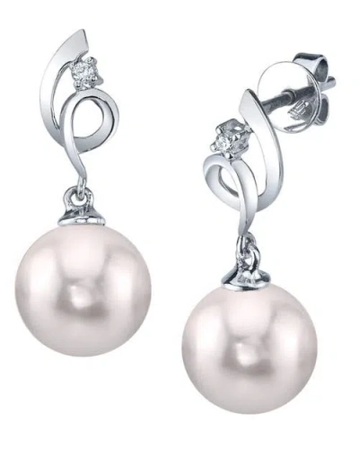 The Pearl Source 14k Gold Akoya Certified Hanadama Pearl & Diamond Symphony Earrings