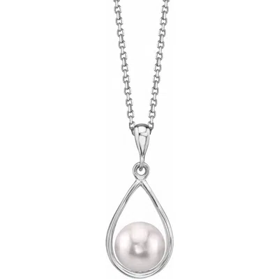 The Pearl Source 14k Gold Akoya Pearl Jess Pendant In White Gold