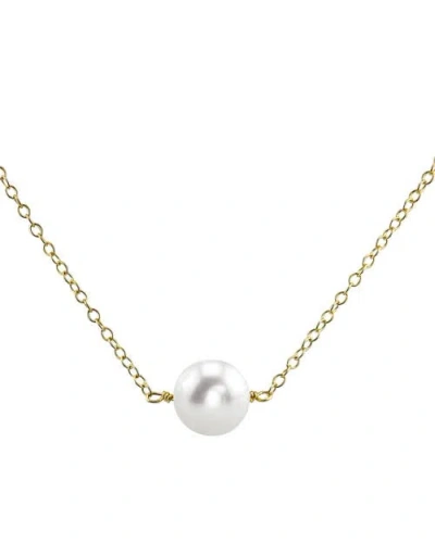 The Pearl Source 14k Gold Akoya Solitaire Pearl & Gold Pendant In Yellow Gold Chain