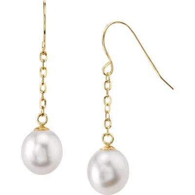 The Pearl Source 14k Gold Drop-shape Freshwater Pearl Lila Tincup Earrings In Yellow Gold