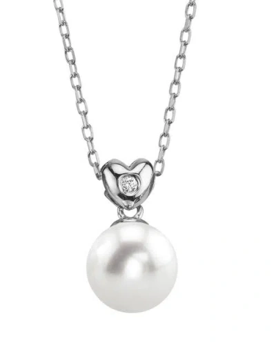 The Pearl Source 14k Gold Freshwater Pearl & Diamond Lev Pendant In White Gold