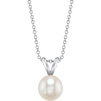 The Pearl Source 14k Gold Freshwater Pearl Classic Pendant In White Gold