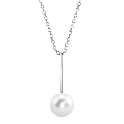 The Pearl Source 14k Gold Freshwater Pearl Emmanuelle Pendant In White Gold