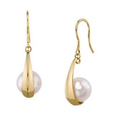 The Pearl Source 14k Gold Freshwater Pearl Regina Earrings In Yellow Gold