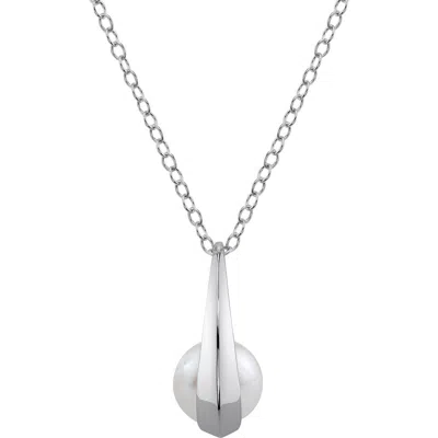 The Pearl Source 14k Gold Freshwater Pearl Regina Pendant In White Gold