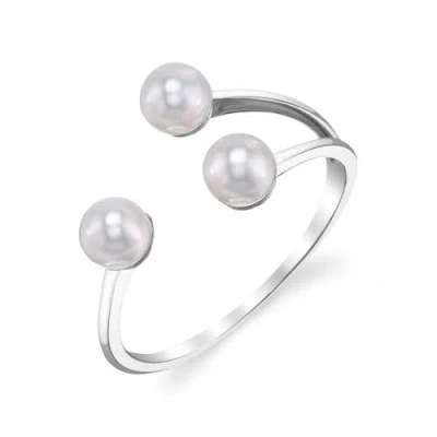 The Pearl Source 14k Gold Freshwater Pearl Victoria Ring In White Gold