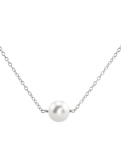 The Pearl Source 14k Gold Freshwater Solitaire Pearl & Gold Pendant In White Gold Chain