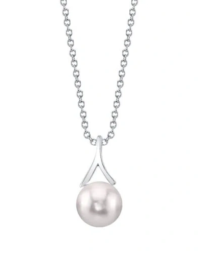 The Pearl Source 14k Gold Japanese Akoya Pearl Lindsey Pendant In White Gold
