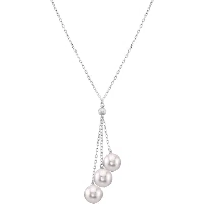 The Pearl Source 14k Gold Japanese Akoya Pearl Tincup Cluster Pendant In White Gold