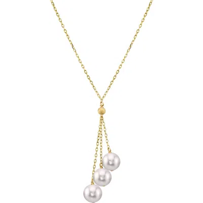 The Pearl Source 14k Gold Japanese Akoya Pearl Tincup Cluster Pendant In Yellow Gold