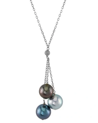 The Pearl Source 14k Gold Multicolor Tahitian Pearl Tincup Cluster Pendant In White Gold