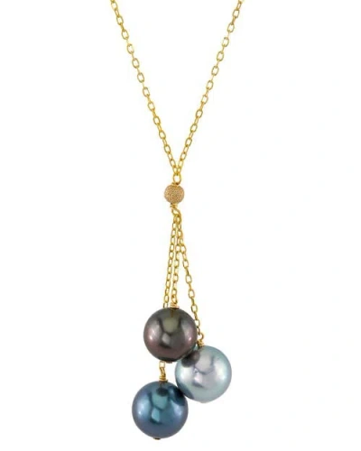 The Pearl Source 14k Gold Multicolor Tahitian Pearl Tincup Cluster Pendant In Yellow Gold