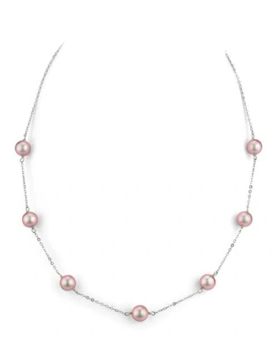 The Pearl Source 14k Gold Pink Freshwater Pearl Tincup Necklace