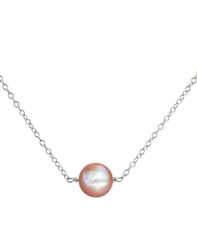 The Pearl Source 14k Gold Pink Freshwater Solitaire Pearl & Gold Pendant In White Gold Chain