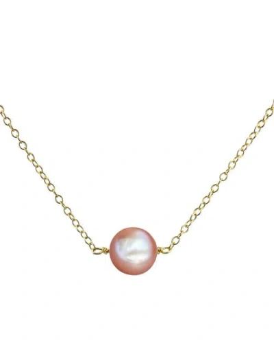 The Pearl Source 14k Gold Pink Freshwater Solitaire Pearl & Gold Pendant In Yellow Gold Chain