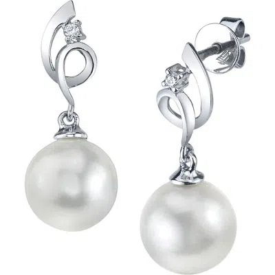 The Pearl Source 14k Gold South Sea Pearl & Diamond Symphony Earrings