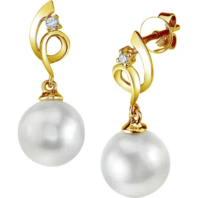 The Pearl Source 14k Gold South Sea Pearl & Diamond Symphony Earrings