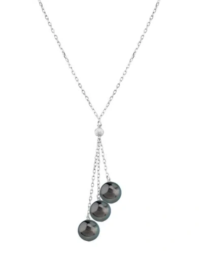 The Pearl Source 14k Gold Tahitian Pearl Tincup Cluster Pendant In White Gold