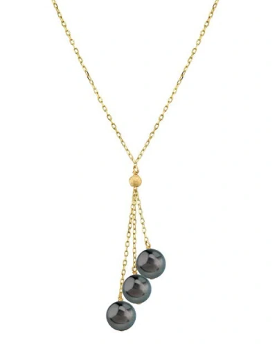 The Pearl Source 14k Gold Tahitian Pearl Tincup Cluster Pendant In Yellow Gold