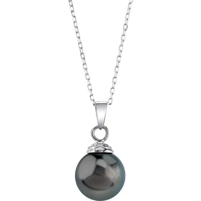 The Pearl Source 14k Gold Tahitian South Sea Pearl Hope Pendant In White Gold