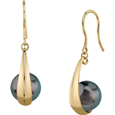 The Pearl Source 14k Gold Tahitian South Sea Pearl Regina Earrings In Yellow Gold