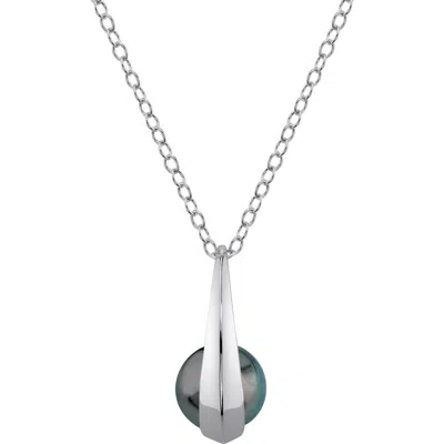 The Pearl Source 14k Gold Tahitian South Sea Pearl Regina Pendant In White Gold