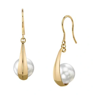 The Pearl Source 14k Gold White South Sea Pearl Regina Earrings