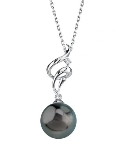 The Pearl Source 14k Tahitian South Sea Pearl & Diamond Aria Pendant In White Gold