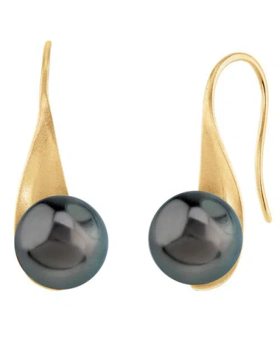 The Pearl Source 14k Tahitian South Sea Pearl Gaby Earrings In Yellow Gold