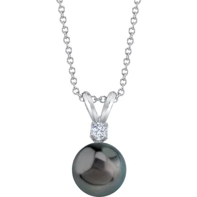The Pearl Source 18k Tahitian South Sea Pearl & Diamond Classic Pendant In White Gold