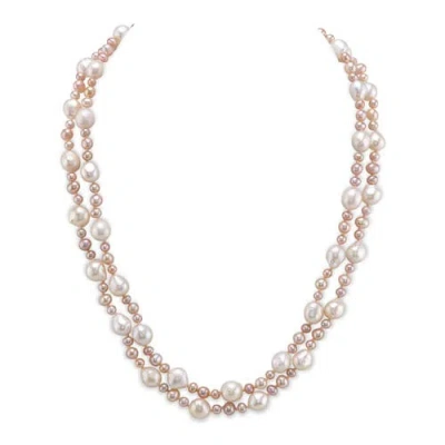 The Pearl Source 3-8mm Freshwater Multicolor Double Pearl Necklace