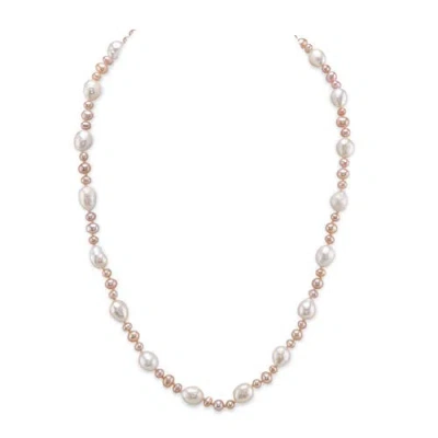 The Pearl Source 3-8mm Freshwater Multicolor Pearl Necklace In Sterling Silver Clasp