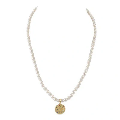 The Pearl Source 4.0-4.5mm White Freshwater Oval Pearl Astrid Necklace In Gold