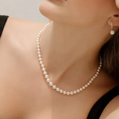The Pearl Source 4.0-9.0mm White Freshwater Graduated Pearl Necklace