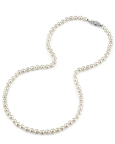 The Pearl Source 5.0-5.5mm Japanese Akoya White Pearl Necklace In Neutral