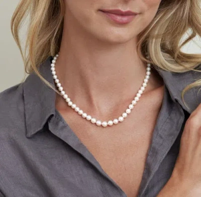 The Pearl Source 5.0-7.0mm Japanese Akoya White Graduated Pearl Necklace