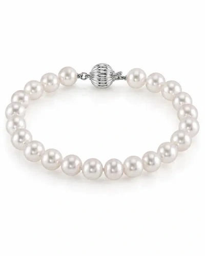 The Pearl Source 6.0-6.5mm Hanadama Akoya White Pearl Bracelet In White Gold Clasp