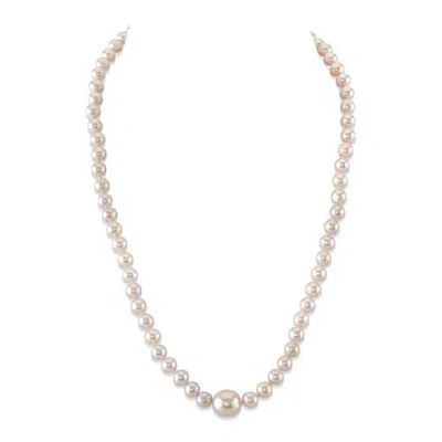 The Pearl Source 6.0-6.5mm White Freshwater Oval Pearl Via Necklace In Gold