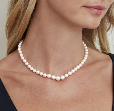 The Pearl Source 6.0-9.0mm Japanese Akoya White Graduated Pearl Necklace