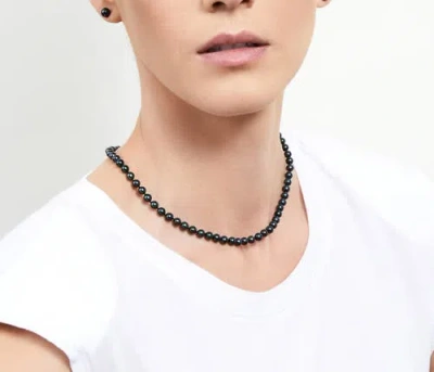 The Pearl Source 6.5-7.0mm Japanese Akoya Black Choker Length Pearl Necklace