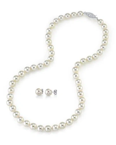 The Pearl Source 6.5-7.0mm Japanese Akoya Pearl Necklace & Earrings In White Pearls