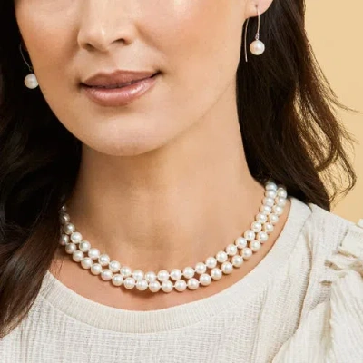 The Pearl Source 6.5-7.0mm White Freshwater Pearl Double Strand Necklace
