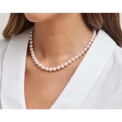 The Pearl Source 7.0-7.5mm Hanadama Akoya White Pearl Necklace