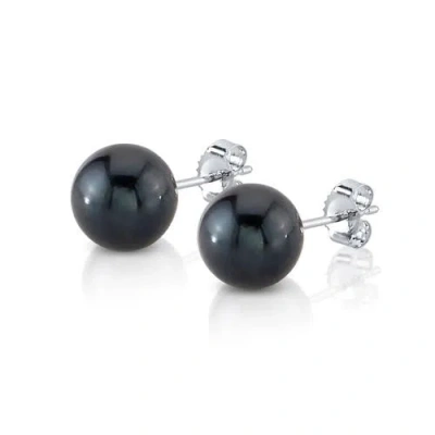 The Pearl Source 7.5-8.0mm Black Akoya Round Pearl Stud Earrings In Multi
