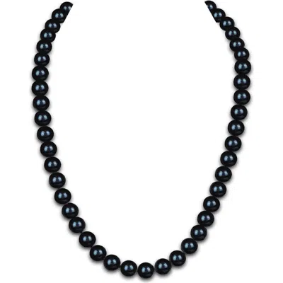 The Pearl Source 7.5-8.0mm Black Freshwater Pearl Necklace In Blue
