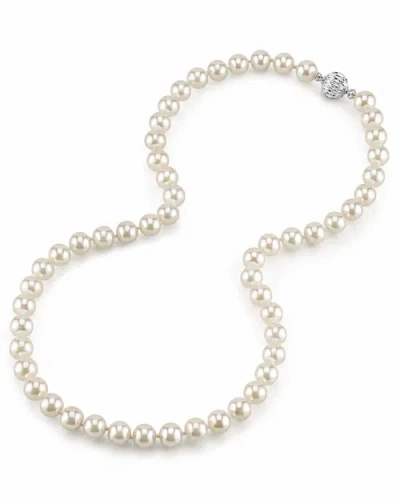 The Pearl Source 7.5-8.0mm Japanese Akoya White Pearl Necklace In White Gold Clasp